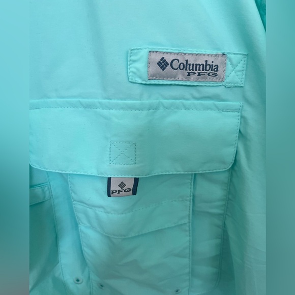 NWT COLUMBIA PFG Fishing Shirt men XL Omni Shade UPF 30 BAHAMA II Turquois shirt - Picture 4 of 16